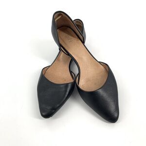 J.Jill Leather D'Orsay Slip On Ballet Flats Size 8.5 Womens Solid Black Comfort